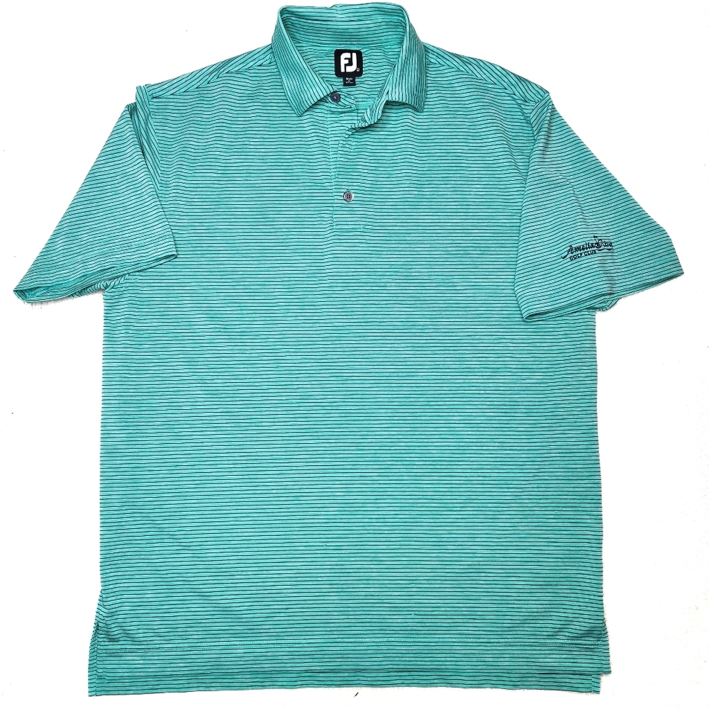 FootJoy Men's Blue Turquoise Striped Polo Large Shirt